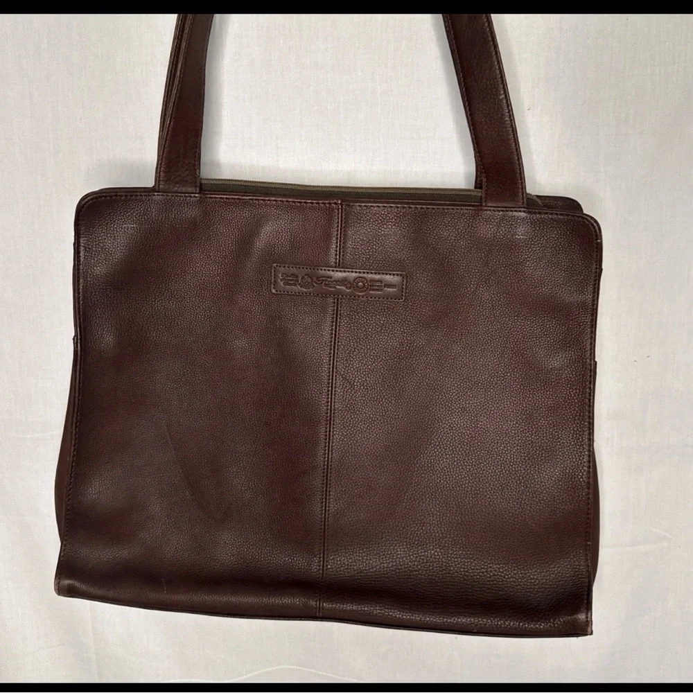 Vintage Large Fossil Tan Brown Leather Shoulder Bag Satchel Laptop Bag